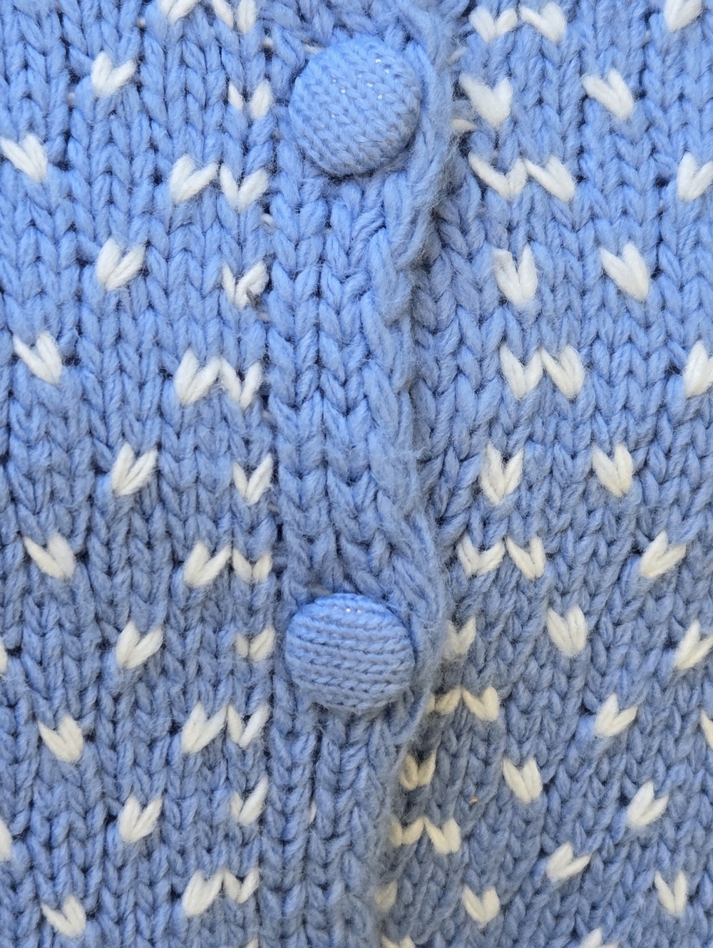 Threaded Leaf Light Blue Bow-Accent Knit Cardigan Sweater - Picture 4 of 10